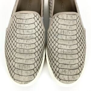 Vince Blair Snake Embossed Leather Sneakers Dual Elastic Gore Slip On Size 7